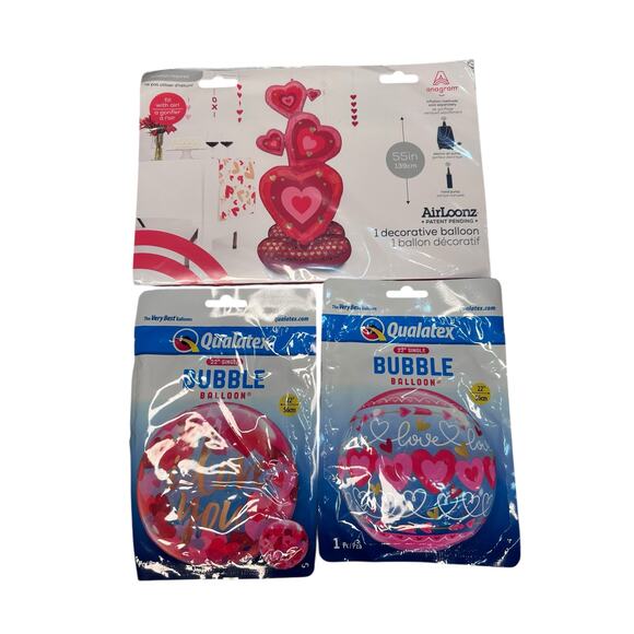 Valentine’s Day Balloon Set – Anagram AirLoonz Hearts & Bubble Balloons – 3 Pack - Picture 3 of 12